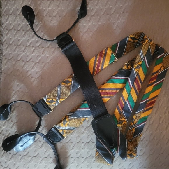 Pelican Other - Pelican Suspenders Colorful Stripes Black & Gold Trim